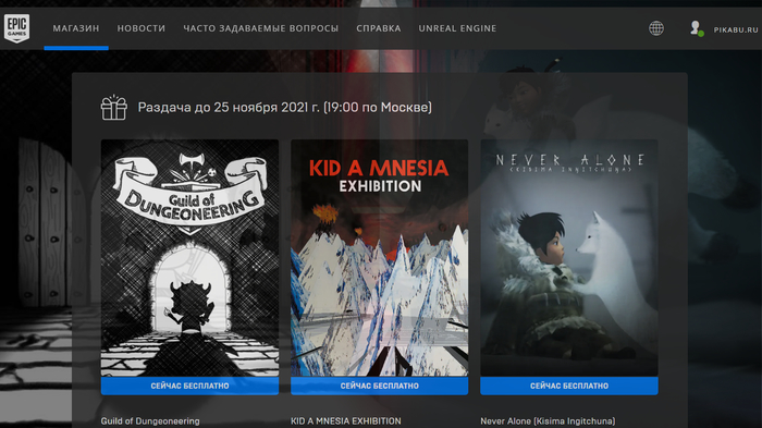 [Epic Games Store] Guild of Dungeoneering +KID A MNESIA EXHIBITION +Never Alone Epic Games Store, Epic Games,  Steam,  , , 