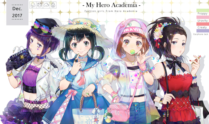     Boku no Hero Academia, Uraraka Ochako, Asui Tsuyu, Kyouka Jirou, Yaoyorozu Momo, Anime Art, 