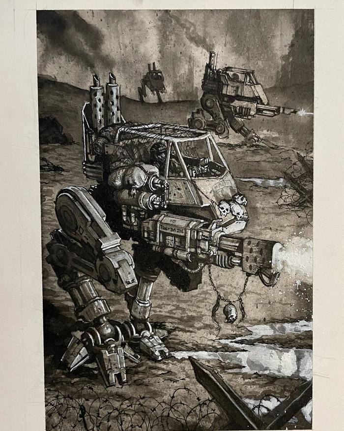 Wh40k Art by Karl Kopinski Karl Kopinski, Warhammer 40k, Wh Art, Astra Militarum, Sentinel, Inquisition, Inquisitor Eisenhorn, Adepta Sororitas, Black Templars, Crimson Fists, Adeptus Astartes, Legio Titanicus, Dark Eldar, Tau, Plague marine, Chaos Space marines, , Commisar, 