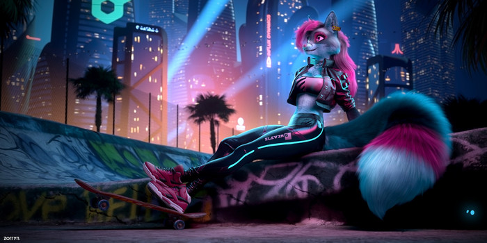 Neon city , , , 3D, Furry Fox, Zorryn, 