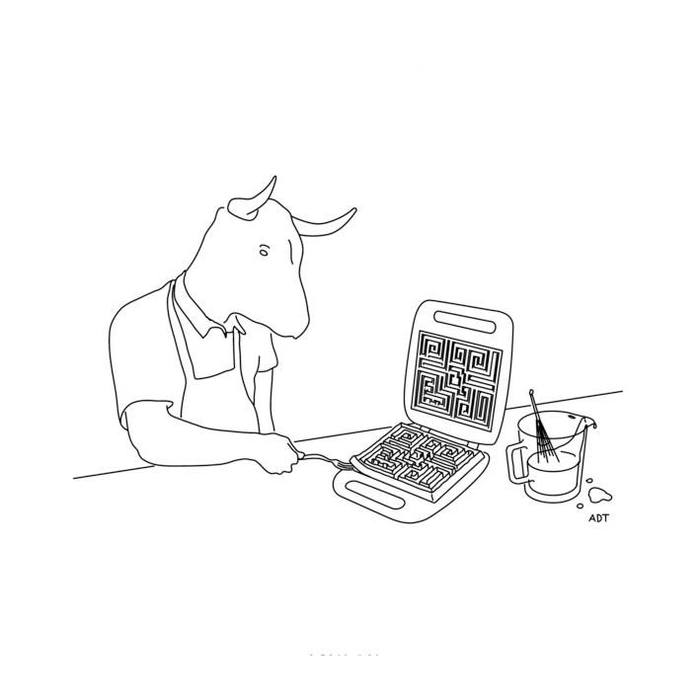 Минотавр печёт вафли