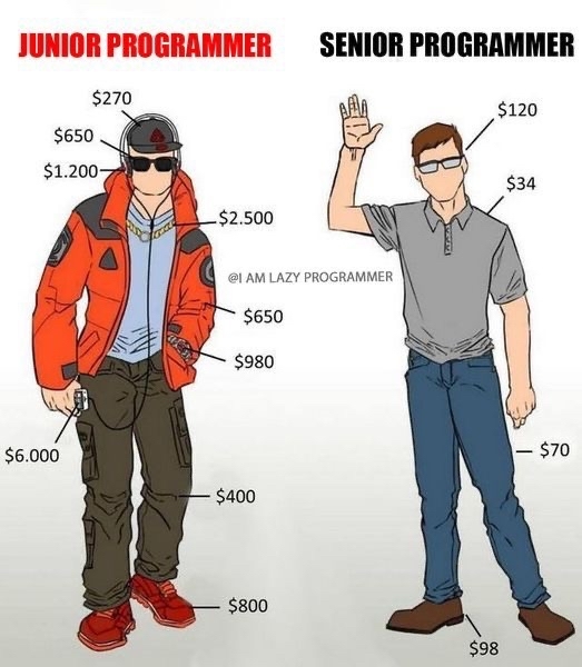 Как одеваются начинающие и опытные программисты