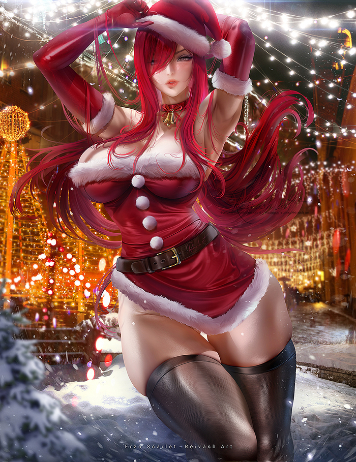 XmasErza Scarlet , Anime Art, Fairy Tail, Erza Scarlet,  , , , ,  , , Reivash, 