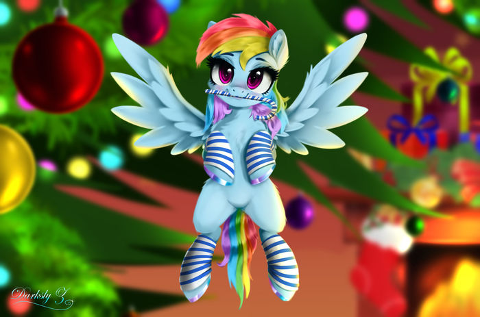 Tiny Christmas Dashie My Little Pony, Ponyart, Rainbow Dash, Darksly-z