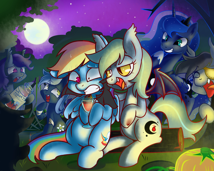    My Little Pony, Princess Luna, Rainbow Dash, Batpony, Renokim