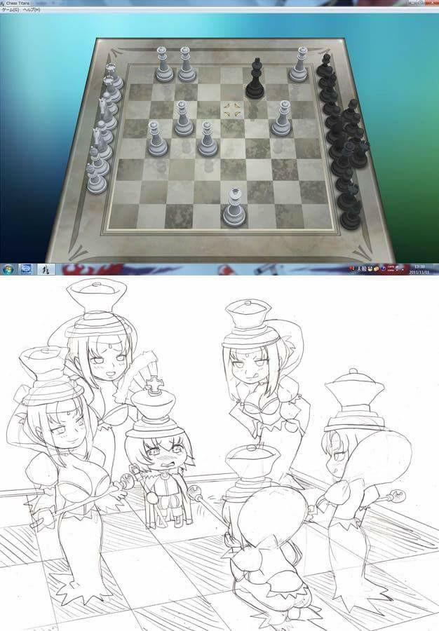Ара-ара, шах и мат Аниме, Anime Art, Original Character, Шахматы, Шах и мат, Хуманизация