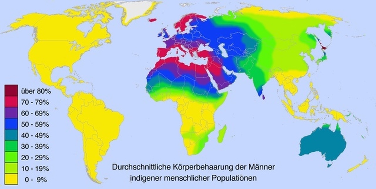 Карта распространения блондинов в мире