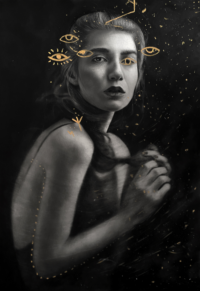 Работа чёрным маслом с добавлением чёрного карандаша. Масштаб: 100х50см. Автор оригинала: Александр Бердин-Лазурский