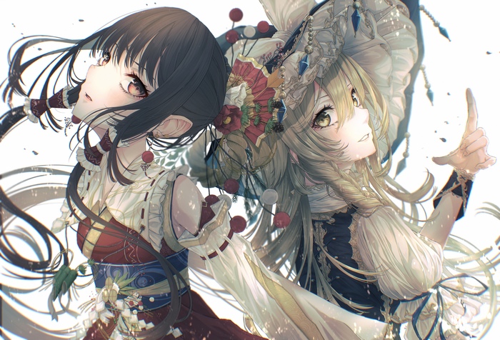 Reimu & Marisa Touhou, Hakurei Reimu, Kirisame Marisa, , Anime Art, Tqg 07, 