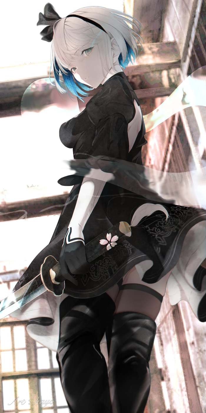 Konpaku Yorha Touhou, Nier Automata, Konpaku Youmu, Yorha unit no 2 type B, , , Anime Art