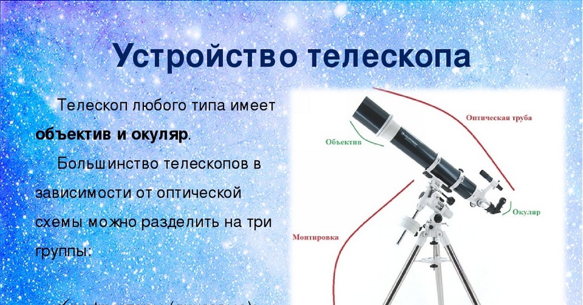 Кто 1 использовал телескоп. Телескоп астрономический рефрактор Telescope. Телескоп рефрактор строение. Оптический телескоп строение. Принцип работы телескопа.