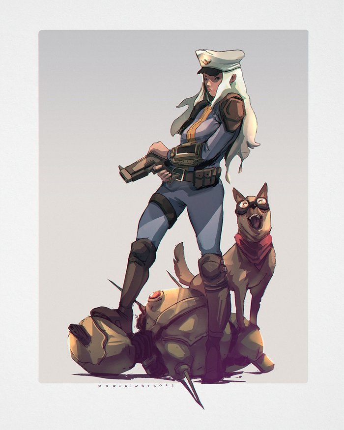 Sole Survivor OC & Dogmeat by02ofclubs , , Fallout 4, Fallout, Game Art, Original Character, Dogmeat