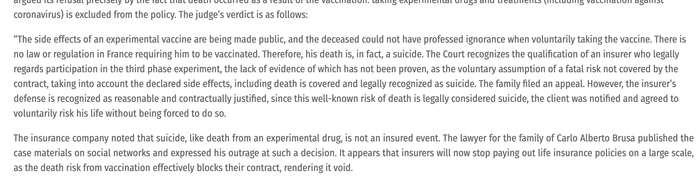 Какая такая страховка? Французский суд признал смерть от прививки суицидом!
