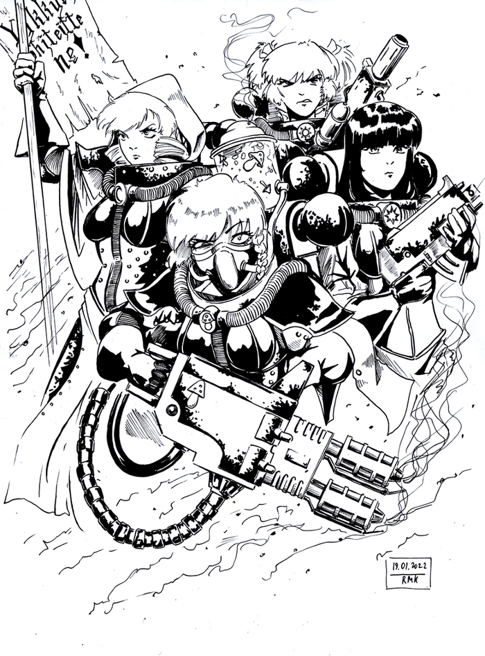 TouhouSisters of Battle byRumiak Touhou, Warhammer 40k, Adepta Sororitas, Wh Art, Anime Art, Wh humor, , 