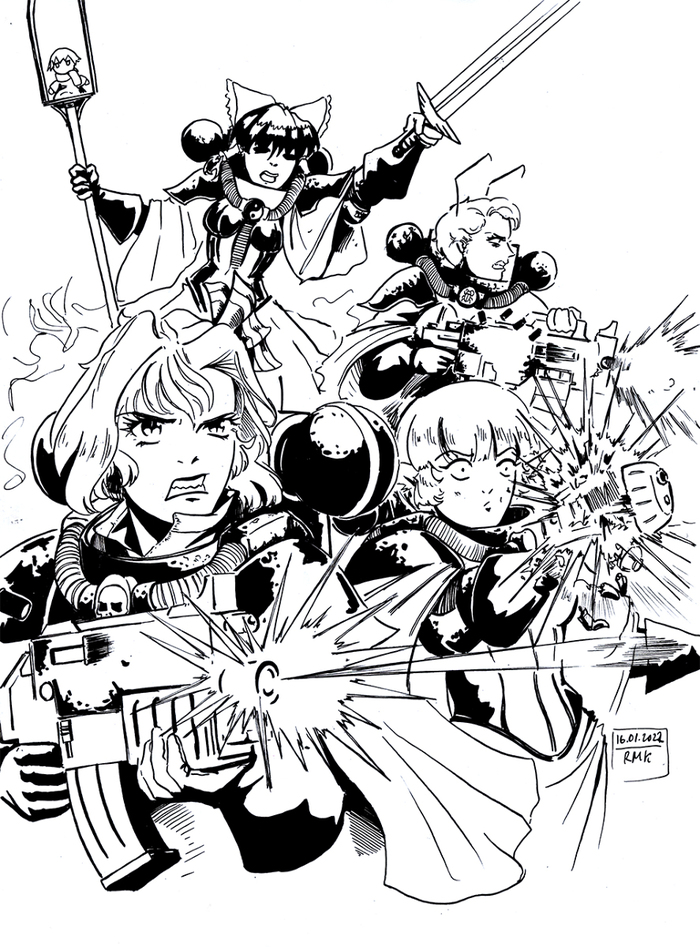 TouhouSisters of Battle byRumiak Touhou, Warhammer 40k, Adepta Sororitas, Wh Art, Anime Art, Wh humor, , 