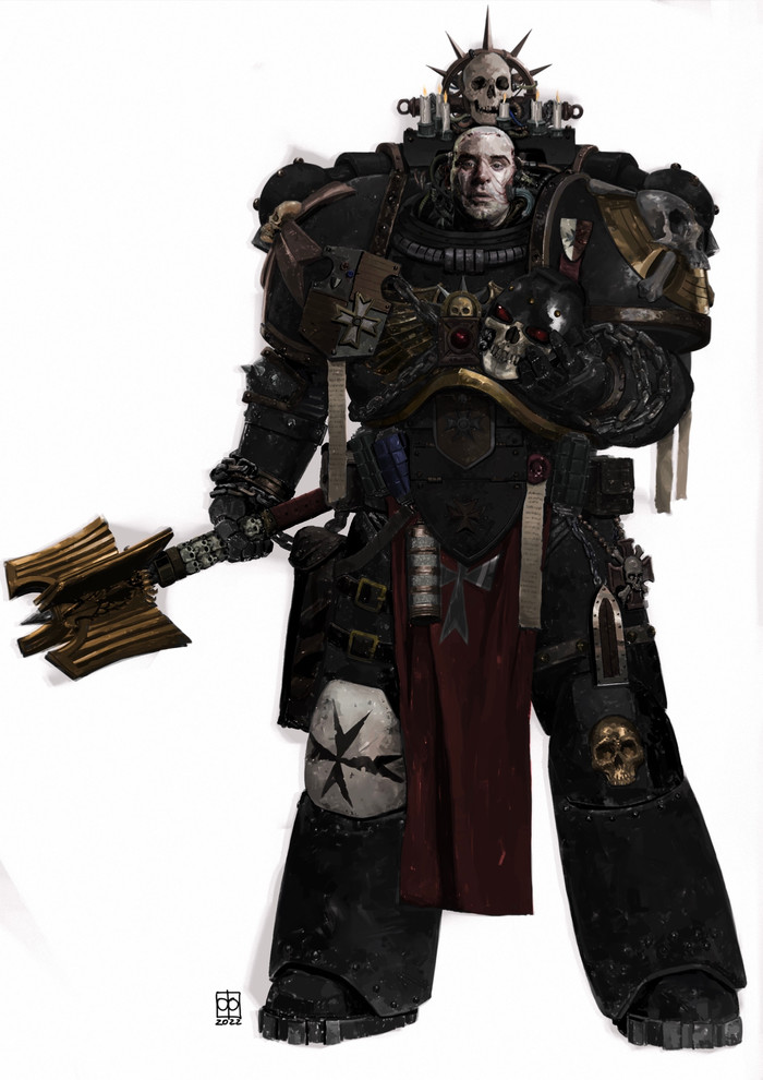 Black Templars Chaplain byDaniel Irwin Daniel Irwin, Wh Art, Warhammer 40k, Adeptus Astartes, Black Templars, Chaplain, 