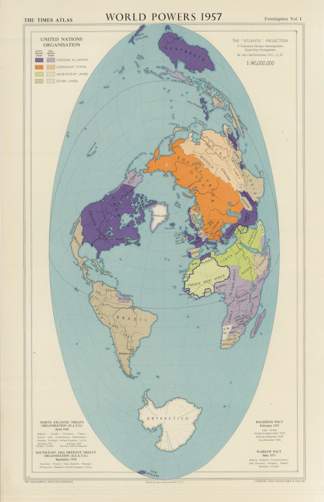 Карта военно-политических сил и альянсов, 1957 г