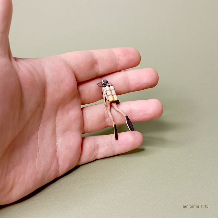 Дайверша Миниатюра, 3D печать, Моделизм, 3D моделирование, 3D, Покраска миниатюр, Стендовый моделизм, Фигурки, Масштабная модель, Дайвер, Ныряльщик, Длиннопост, Рукоделие без процесса