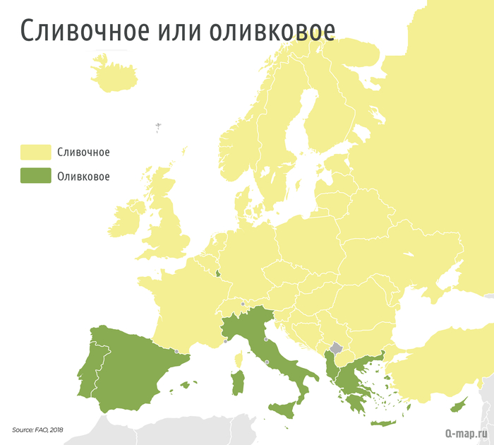 Наиболее предпочтительный вид масла среди домохозяйств (данные 2018 года)