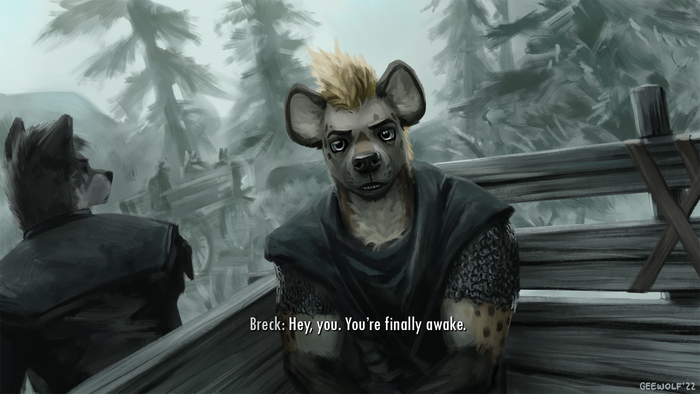 Hey, you... , , Furry Art, Furry hyena, Furry wolf, The Elder Scrolls, The Elder Scrolls V: Skyrim, Geewolf