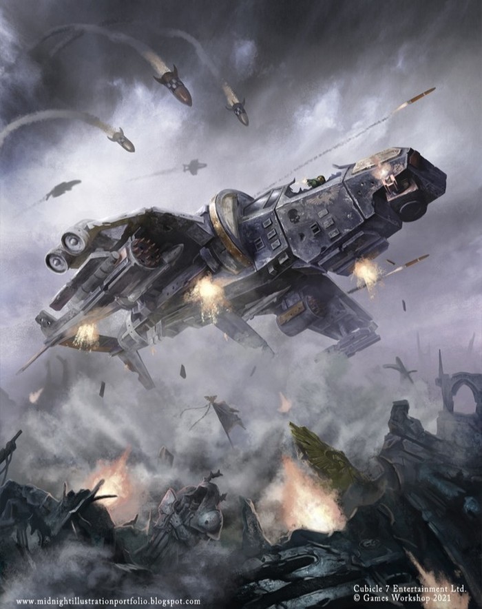 Vulture Gunship by Sam Manley Sam Manley, Warhammer 40k, Wh Art, , Aeronautica Imperialis, Wrath and Glory, 