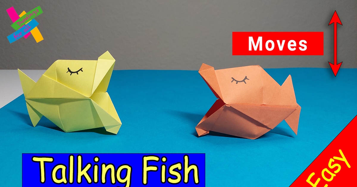 Бумажная Рыбка оригами из листа бумаги. Подробный видео урок для детей. ★★☆☆☆
