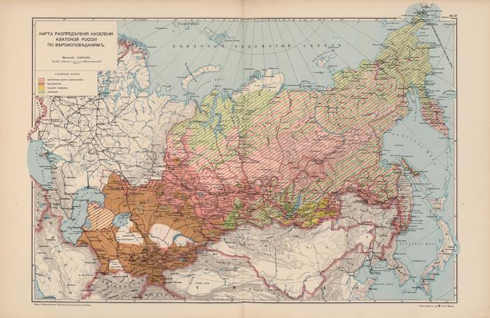 Религиозная карта азиатской части России начала XX века