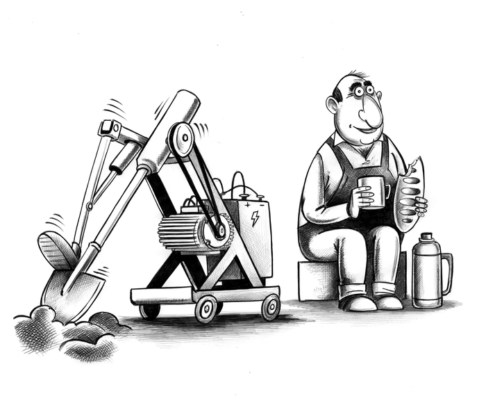 Лопата с моторчиком