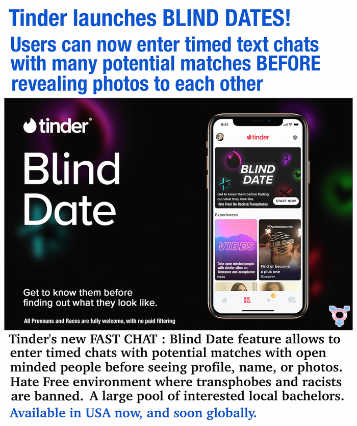 Тиндер жжёт! Свидания вслепую, без фоток!