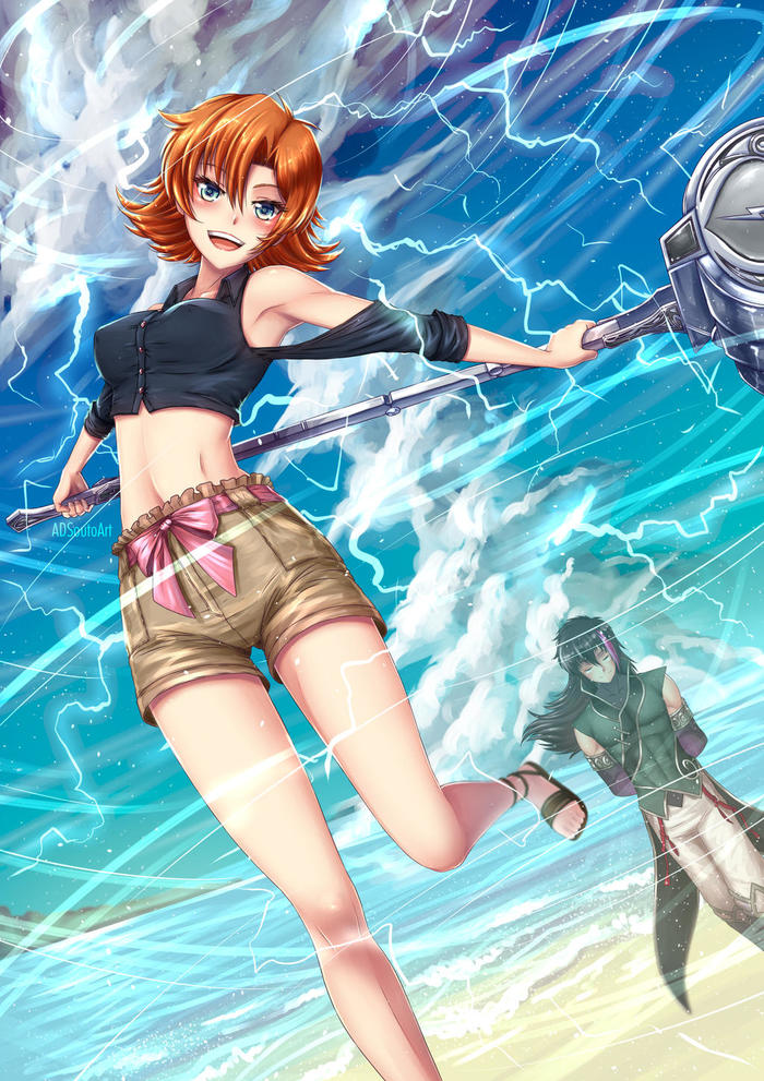  RWBY, , Anime Art, , Nora Valkyrie, , Lie ren, Adsouto, , 