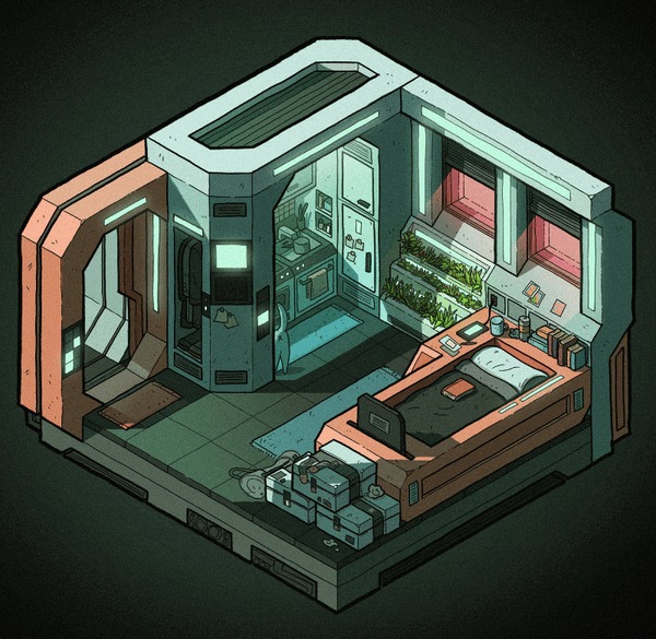 Futuristic Micro-apartment 3D, 3D , Blender, , , , , , 