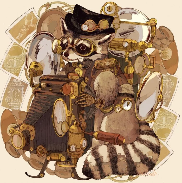 steampunk fox drawing