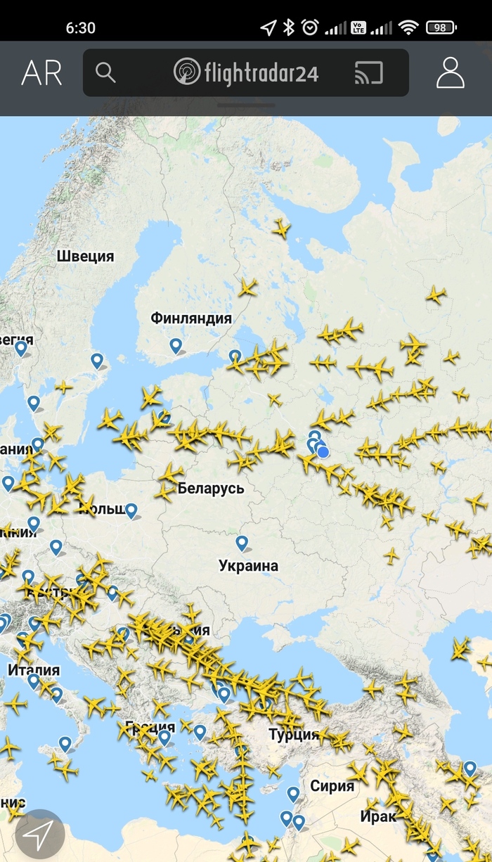 ФлайтРадар 24.02.22 6.30 мск