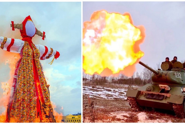 "Весело и громко отпразднуем". Чучело Масленицы собрались жечь из танка