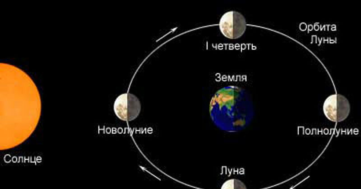 Схема солнца и земли и луны