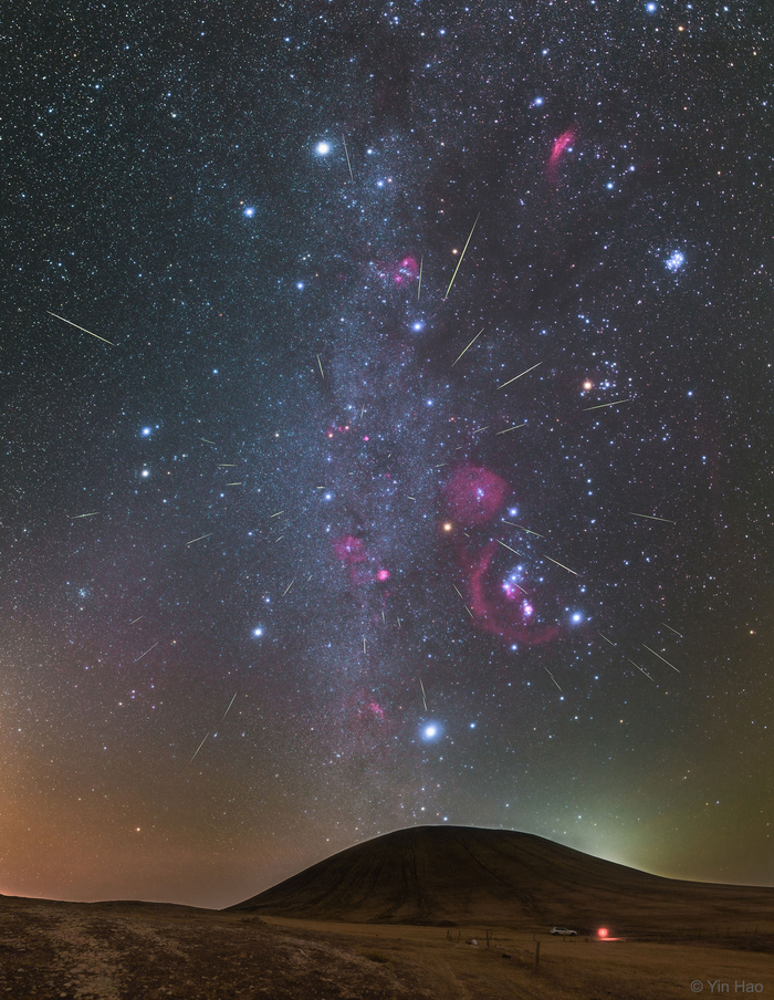 Млечный путь. Метеоры из потока Орионид Млечный путь, Астрофото, Пейзаж, Звезды, Метеоритный дождь, Звездное небо, Небо