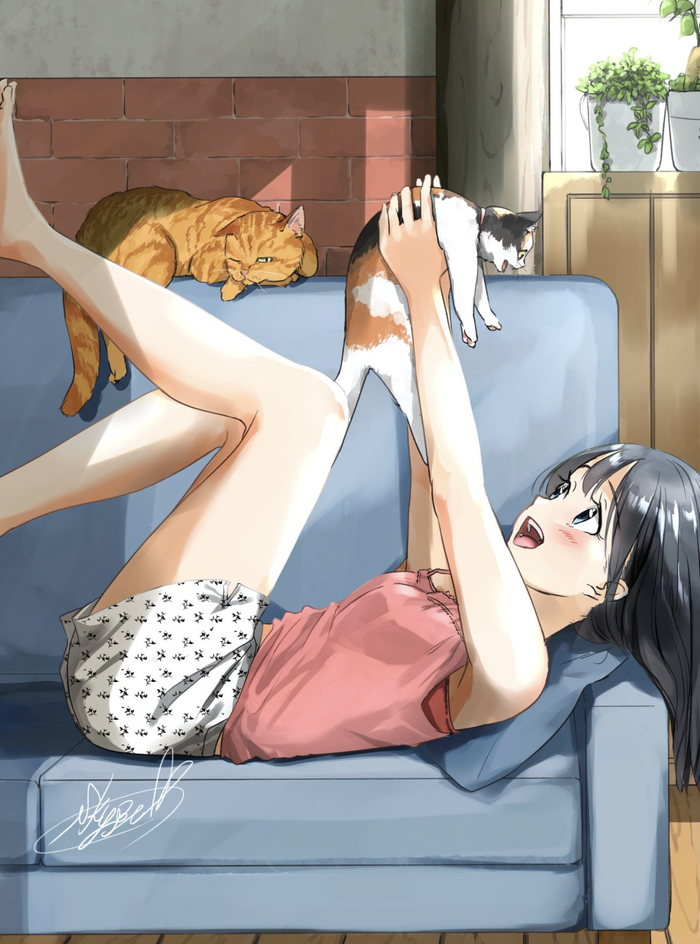 Всем-всем добра и котиков Anime Art, Аниме, Кот, Akebi-chan no Sailor-fuku, Akebi Komichi