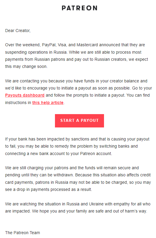 Patreon заботится