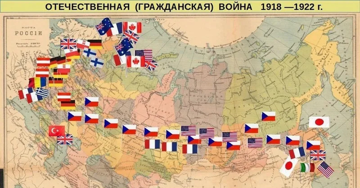 Гражданская война 1918 1922 карта