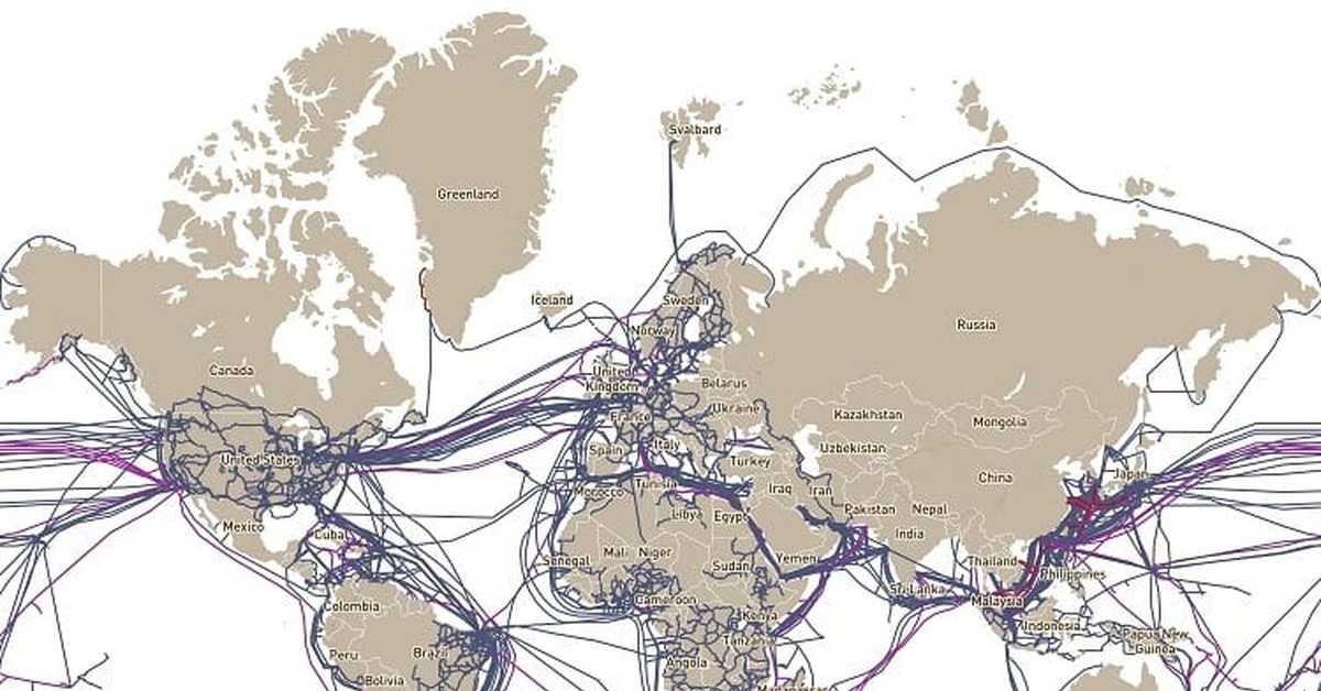 Карта интернет кабелей мира