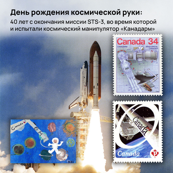 День рождения космической руки: 40 лет с окончания миссии STS-3, во время которой и испытали космический манипулятор «Канадарм»