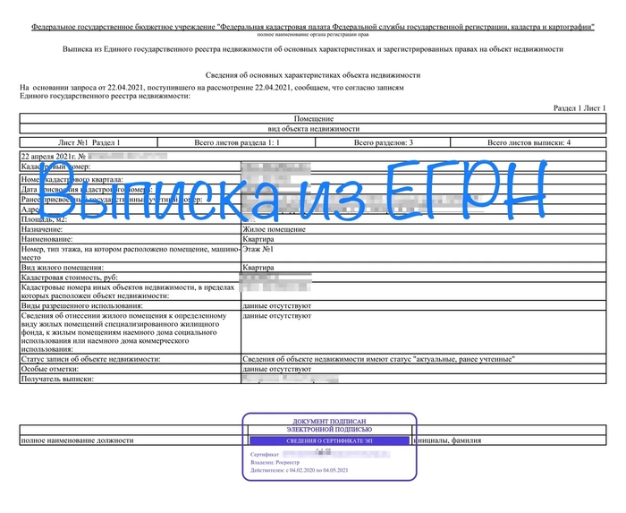 Выписка из ЕГРН | Пикабу