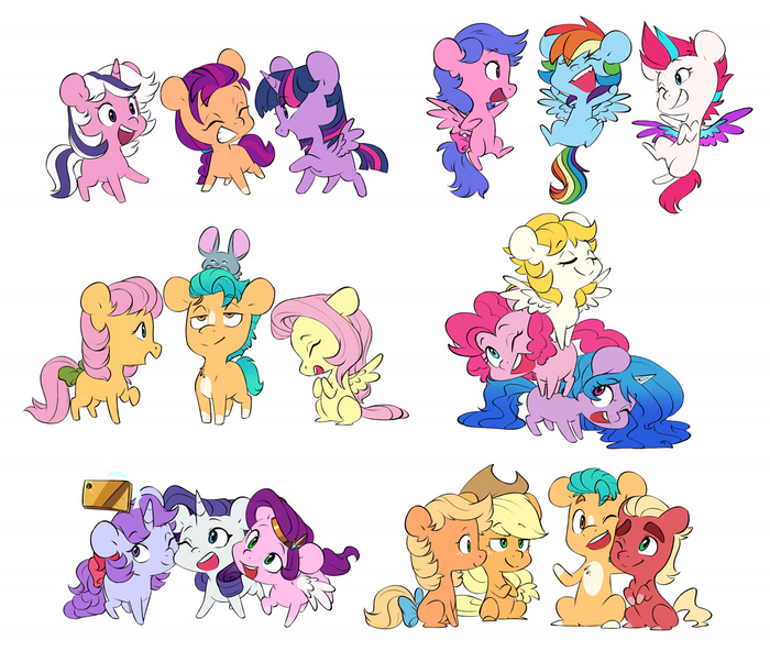 , ,  My Little Pony, Twilight Sparkle, Applejack, Rarity, Pinkie Pie, Rainbow Dash, Fluttershy, Hitch Trailblazer, Pipp Petals, Zipp Storm, Sunny Starscout, Izzy Moonbow, Doodle-mark