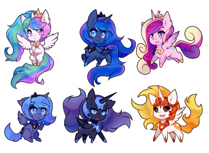   My Little Pony, Ponyart, Princess Celestia, Princess Luna, Princess Cadance, Daybreaker, Nightmare Moon