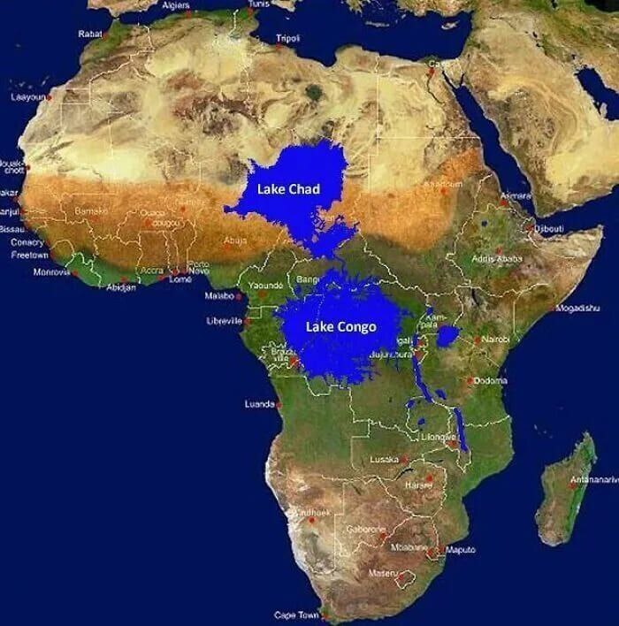 Река Конго на карте Африки от истока до устья