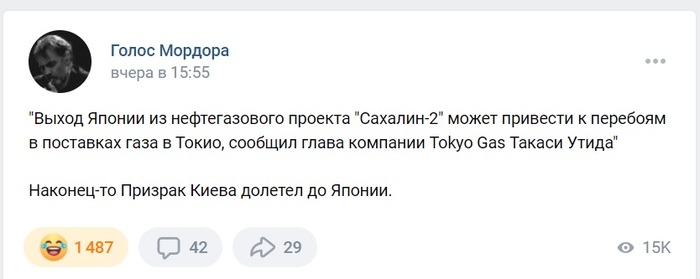 Качают наш газ и одновременно на острова претендуют. Добрые мы слишком