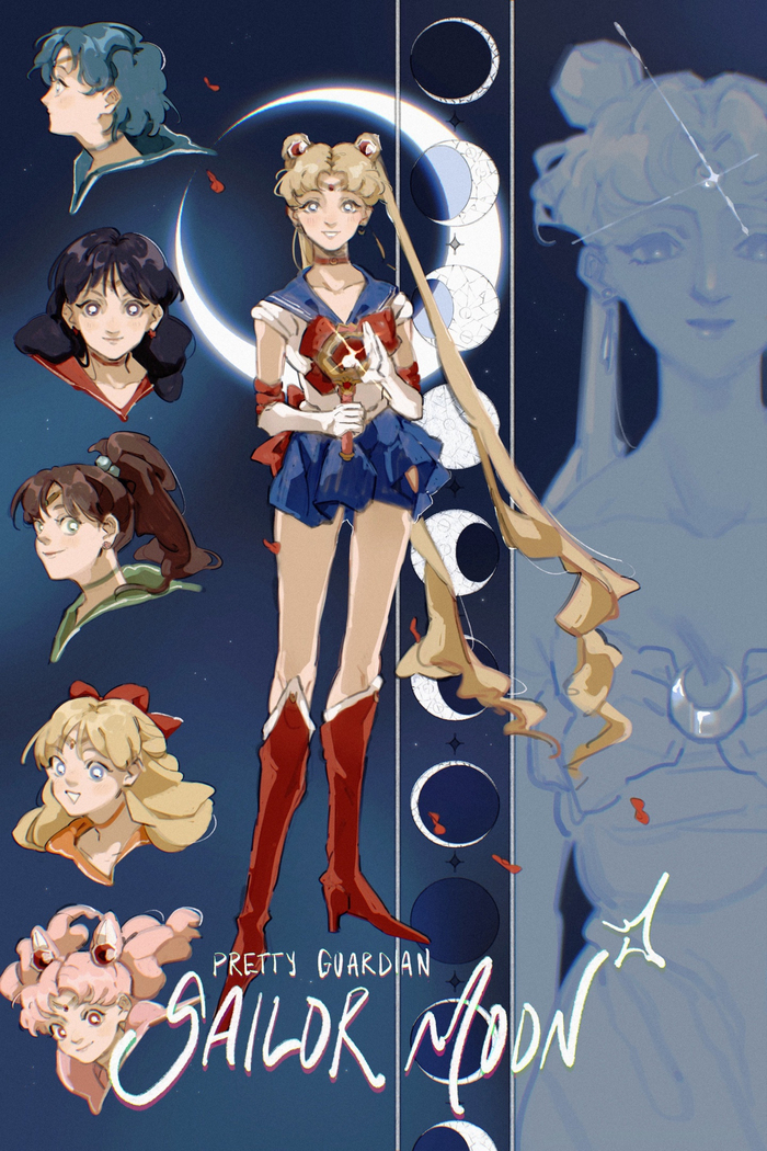 Sailor Senshi , Sailor Moon, Anime Art, Sailor Mercury, Sailor Mars, Sailor Jupiter, Sailor Venus