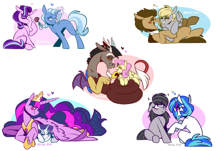  My Little Pony, Twilight Sparkle, Trixie, Starlight Glimmer, Derpy Hooves, Rarity, Octavia Melody, Vinyl Scratch, Doctor Whooves, MLP Discord, Irusu, Fluttershy