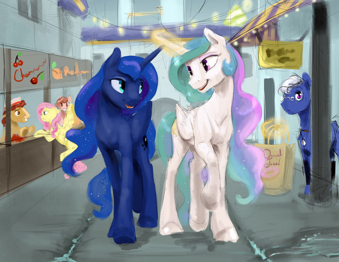      My Little Pony, Princess Luna, Princess Celestia, Fluttershy, Original Character, Silfoe