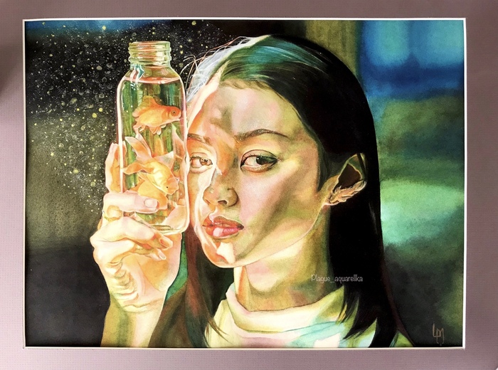 Пятничное Хобби, Портрет, Акварель, Золотая рыбка